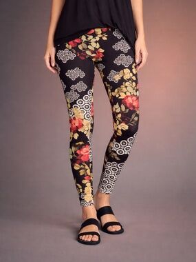 Johnny Was Floral Print Leggings Large Boho Stretch Leggings - Size Large